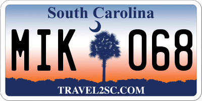 SC license plate MIK068