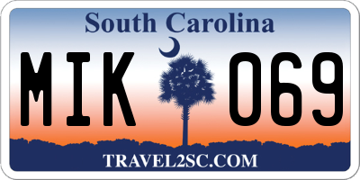 SC license plate MIK069