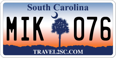 SC license plate MIK076