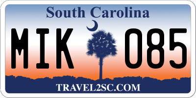 SC license plate MIK085
