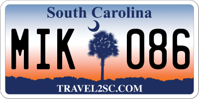 SC license plate MIK086