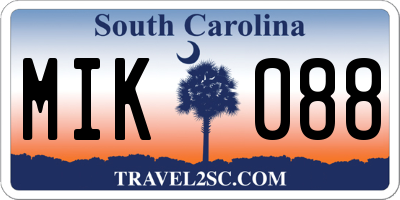 SC license plate MIK088
