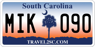 SC license plate MIK090