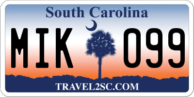 SC license plate MIK099
