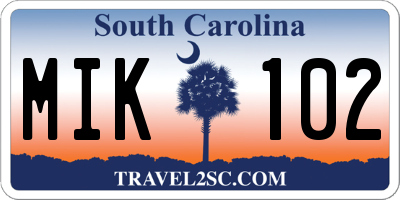 SC license plate MIK102