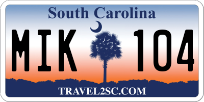 SC license plate MIK104
