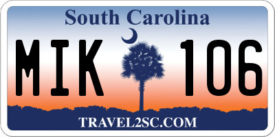 SC license plate MIK106