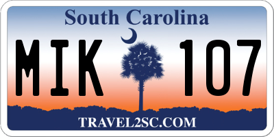 SC license plate MIK107