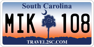 SC license plate MIK108