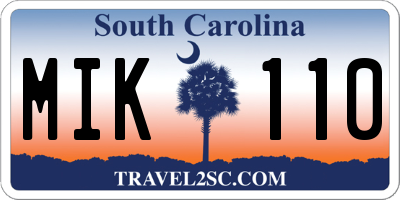 SC license plate MIK110