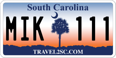 SC license plate MIK111
