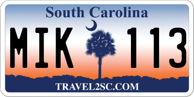SC license plate MIK113