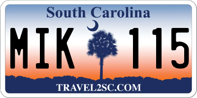 SC license plate MIK115