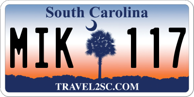 SC license plate MIK117