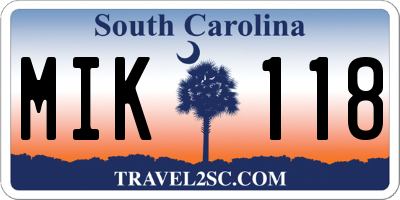 SC license plate MIK118