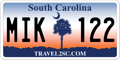 SC license plate MIK122