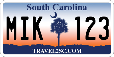SC license plate MIK123
