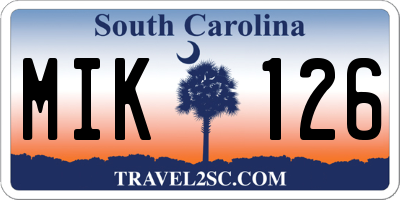 SC license plate MIK126