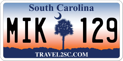 SC license plate MIK129