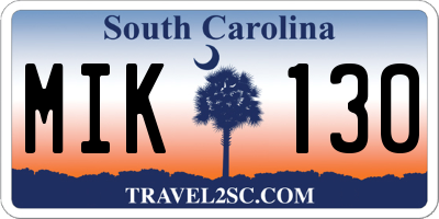 SC license plate MIK130