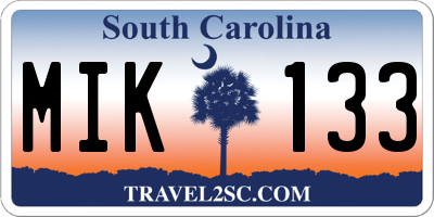 SC license plate MIK133