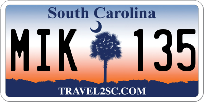 SC license plate MIK135