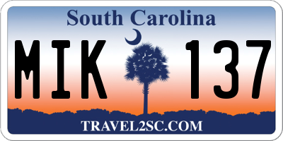 SC license plate MIK137