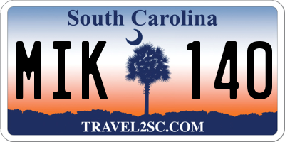 SC license plate MIK140