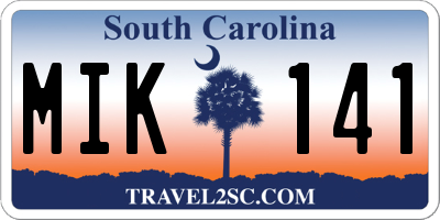 SC license plate MIK141
