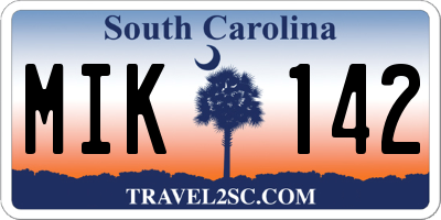 SC license plate MIK142