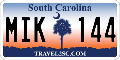 SC license plate MIK144