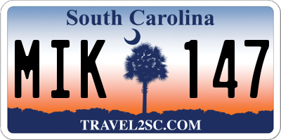 SC license plate MIK147