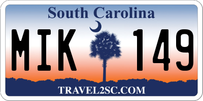 SC license plate MIK149