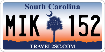 SC license plate MIK152
