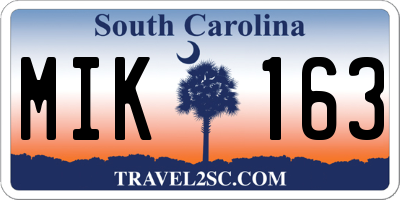 SC license plate MIK163