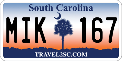 SC license plate MIK167