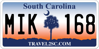 SC license plate MIK168