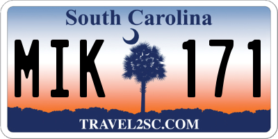 SC license plate MIK171
