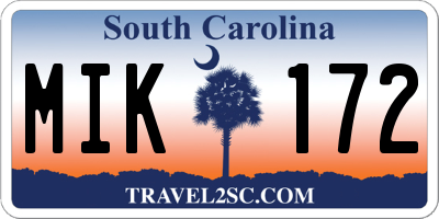 SC license plate MIK172