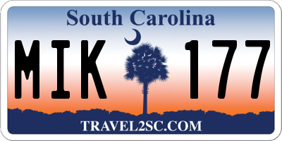 SC license plate MIK177