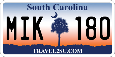 SC license plate MIK180
