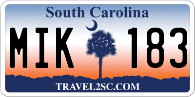SC license plate MIK183