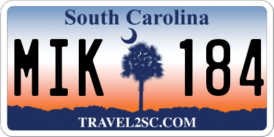 SC license plate MIK184
