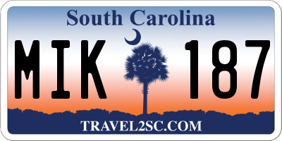 SC license plate MIK187