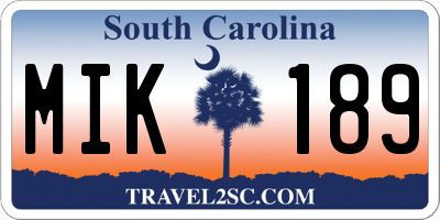 SC license plate MIK189