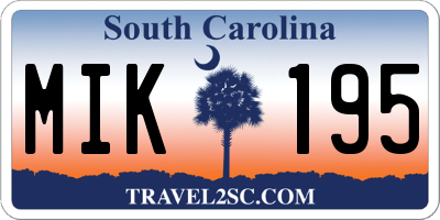 SC license plate MIK195
