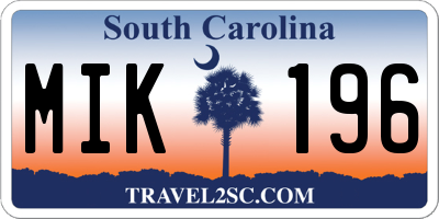 SC license plate MIK196