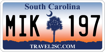 SC license plate MIK197