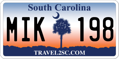 SC license plate MIK198