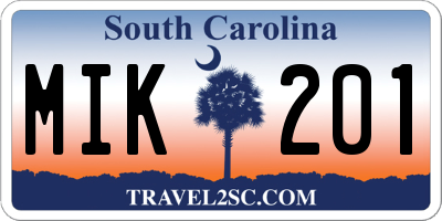 SC license plate MIK201